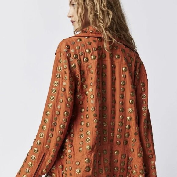 NWT - Free People Chelsea Coin Moto Jacket- Bronze - XS